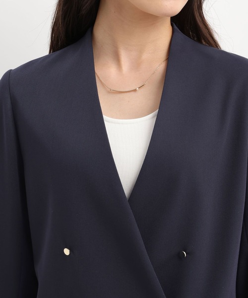 Andemiu（アンデミュウ）の「キンボタンノーカラージャケット640842（ノーカラージャケット・レディース・ライトベージュ/ネイビー・FREE）」の19枚目の写真