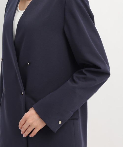 Andemiu（アンデミュウ）の「キンボタンノーカラージャケット640842（ノーカラージャケット・レディース・ライトベージュ/ネイビー・FREE）」の20枚目の写真