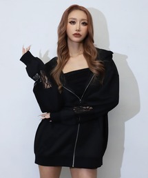 Chaco closet（チャコ クローゼット）の「【BLACKQUEEN】袖レース切り替えパーカー（パーカー）」