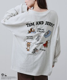 TOM&JERRY（トムアンドジェリー）の「【TOM&JERRY 】 キャラクター 刺繍 バックプリント オーバーサイズ ロングスリーブTシャツ（Tシャツ/カットソー）」