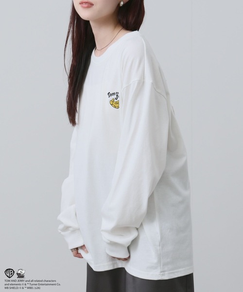 Tom＆Jerry（トムアンドジェリー）の「【TOM&JERRY 】 キャラクター 刺繍 バックプリント オーバーサイズ ロングスリーブTシャツ（Tシャツ/カットソー・メンズ・スミクロ/オートミール/ブルーグレー/オフホワイト・S/M/L/XL）」の10枚目の写真