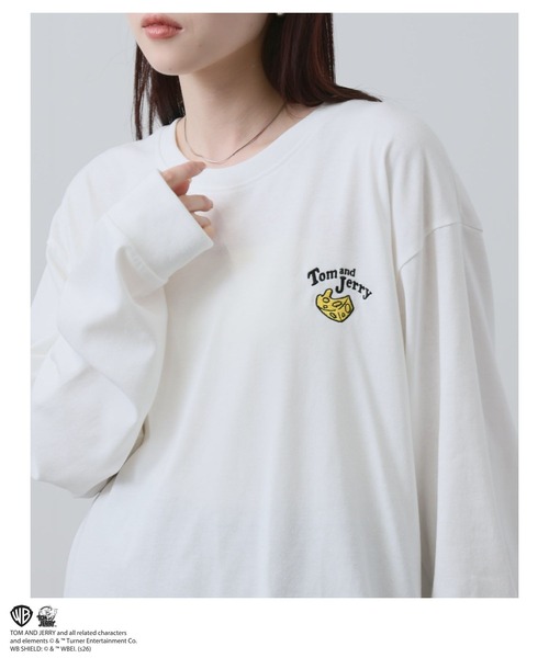 Tom＆Jerry（トムアンドジェリー）の「【TOM&JERRY 】 キャラクター 刺繍 バックプリント オーバーサイズ ロングスリーブTシャツ（Tシャツ/カットソー・メンズ・スミクロ/オートミール/ブルーグレー/オフホワイト・S/M/L/XL）」の12枚目の写真