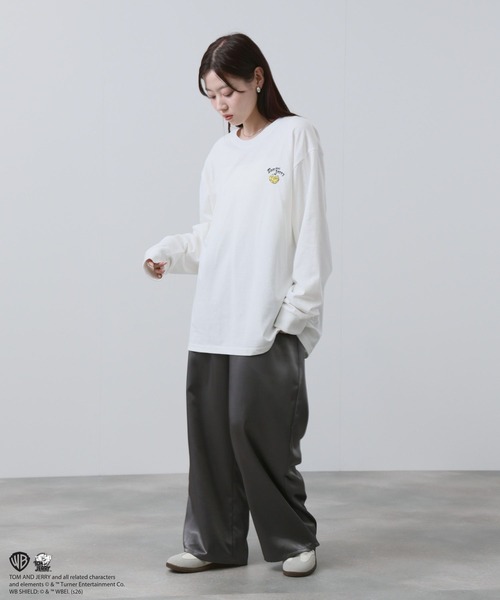Tom＆Jerry（トムアンドジェリー）の「【TOM&JERRY 】 キャラクター 刺繍 バックプリント オーバーサイズ ロングスリーブTシャツ（Tシャツ/カットソー・メンズ・スミクロ/オートミール/ブルーグレー/オフホワイト・S/M/L/XL）」の14枚目の写真