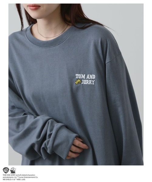 Tom＆Jerry（トムアンドジェリー）の「【TOM&JERRY 】 キャラクター 刺繍 バックプリント オーバーサイズ ロングスリーブTシャツ（Tシャツ/カットソー・メンズ・スミクロ/オートミール/ブルーグレー/オフホワイト・S/M/L/XL）」の8枚目の写真