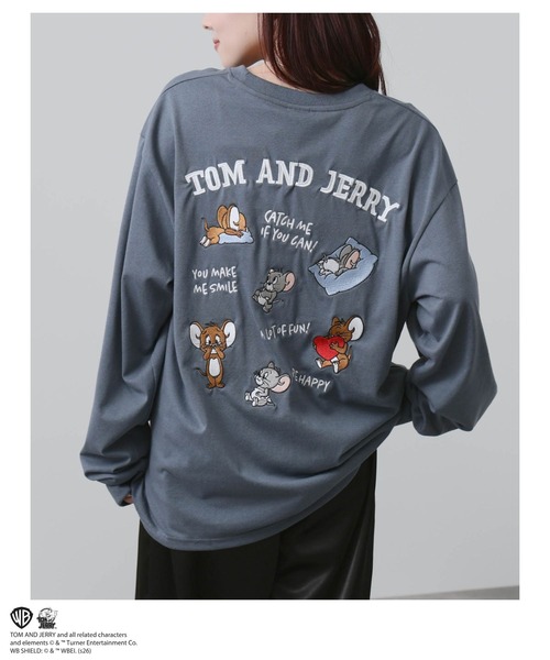 Tom＆Jerry（トムアンドジェリー）の「【TOM&JERRY 】 キャラクター 刺繍 バックプリント オーバーサイズ ロングスリーブTシャツ（Tシャツ/カットソー・メンズ・スミクロ/オートミール/ブルーグレー/オフホワイト・S/M/L/XL）」の9枚目の写真
