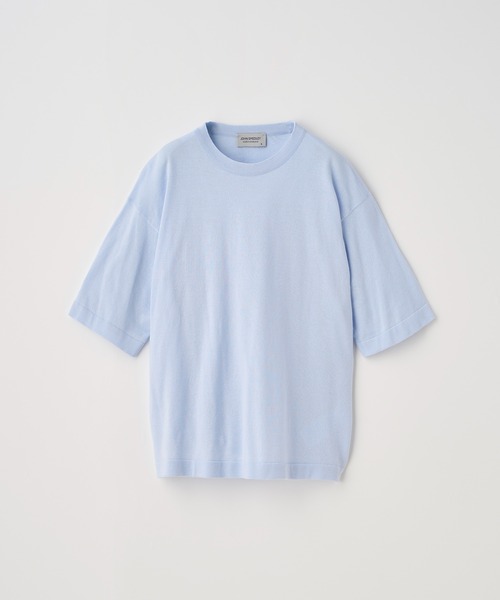 JOHN SMEDLEY(ジョンスメドレー)の「コットンニットTシャツ(ニット/セーター・レディース・ブルー系1・S)」の1枚目の写真