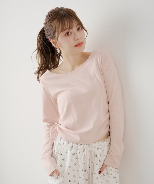 Chico(チコ)の「ラインストーンロゴロンT(Tシャツ/カットソー・レディース・アイボリー/ブラック/ピンク/グレー・FREE)」の16枚目の写真