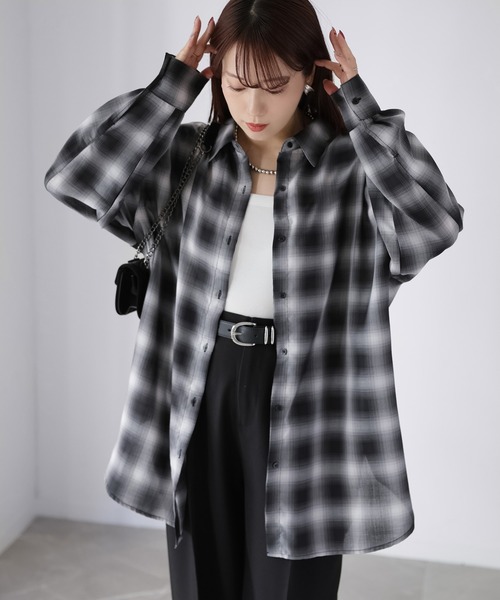 Riberry(リベリー)の「マルチWAYチェックシャツ(シャツ/ブラウス・レディース・ブラック/オフホワイト/グリーン・FREE)」の3枚目の写真