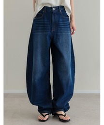 [DENIM COLLECTION][低身長/高身長サイズ有]コットンブレンドバルーンワイドカーブデニムパンツ