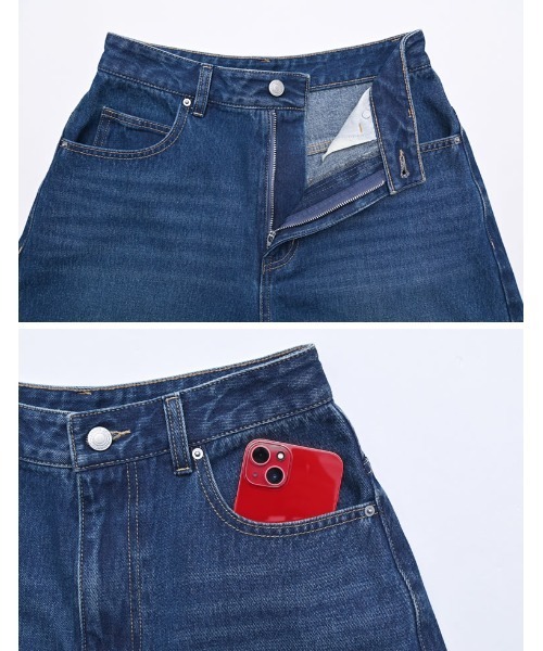 Re:EDIT（リエディ）の「[DENIM COLLECTION][低身長/高身長サイズ有]コットンブレンドバルーンワイドカーブデニムパンツ（デニムパンツ・レディース・ネイビー/ブルー/ブラック・SHORT/MEDIUM/TALL/LARGE）」の14枚目の写真