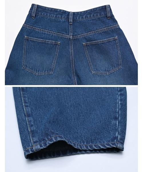 Re:EDIT（リエディ）の「[DENIM COLLECTION][低身長/高身長サイズ有]コットンブレンドバルーンワイドカーブデニムパンツ（デニムパンツ・レディース・ネイビー/ブルー/ブラック・SHORT/MEDIUM/TALL/LARGE）」の15枚目の写真