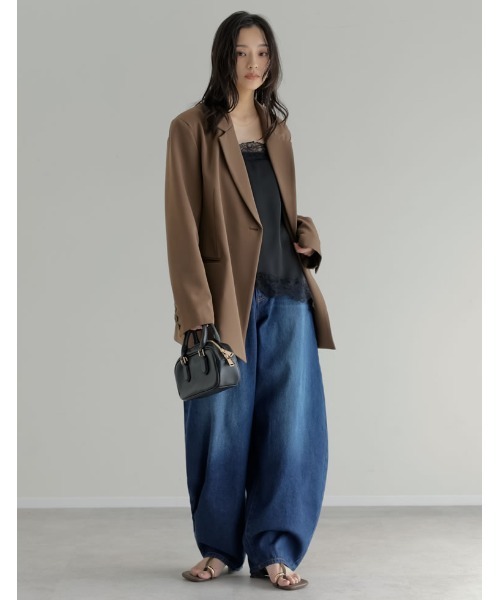 Re:EDIT（リエディ）の「[DENIM COLLECTION][低身長/高身長サイズ有]コットンブレンドバルーンワイドカーブデニムパンツ（デニムパンツ・レディース・ネイビー/ブルー/ブラック・SHORT/MEDIUM/TALL/LARGE）」の13枚目の写真