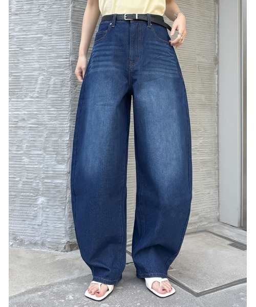 Re:EDIT（リエディ）の「[DENIM COLLECTION][低身長/高身長サイズ有]コットンブレンドバルーンワイドカーブデニムパンツ（デニムパンツ・レディース・ネイビー/ブルー/ブラック・SHORT/MEDIUM/TALL/LARGE）」の22枚目の写真