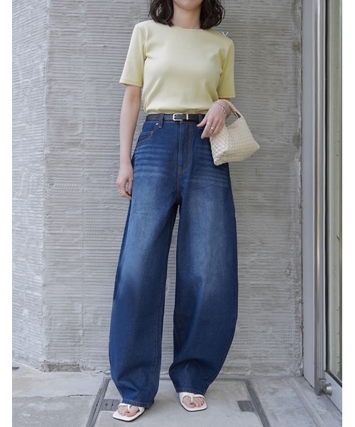 Re:EDIT（リエディ）の「[DENIM COLLECTION][低身長/高身長サイズ有]コットンブレンドバルーンワイドカーブデニムパンツ（デニムパンツ・レディース・ネイビー/ブルー/ブラック・SHORT/MEDIUM/TALL/LARGE）」の21枚目の写真