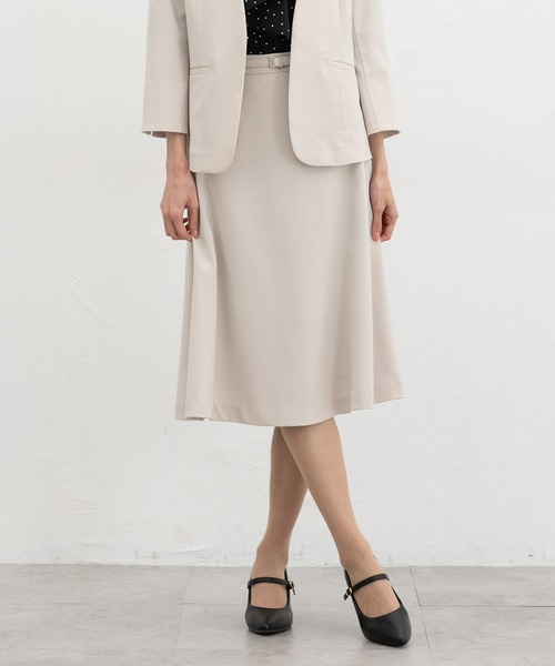 Honeys（ハニーズ）の「【ストレッチ・ウォッシャブル・イージーケア・接触冷感】ベルト付フレアスカート（スカート・レディース・杢グレー/ライトグレー系/ネイビー/ブラック・LL/3L/S/M/L）」の4枚目の写真