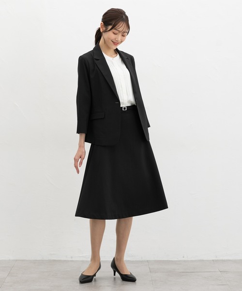 Honeys（ハニーズ）の「【ストレッチ・ウォッシャブル・イージーケア・接触冷感】ベルト付フレアスカート（スカート・レディース・杢グレー/ライトグレー系/ネイビー/ブラック・LL/3L/S/M/L）」の9枚目の写真