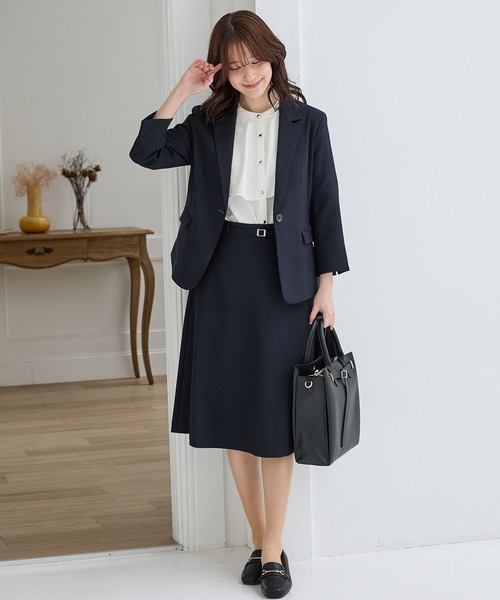 Honeys（ハニーズ）の「【ストレッチ・ウォッシャブル・イージーケア・接触冷感】ベルト付フレアスカート（スカート・レディース・杢グレー/ライトグレー系/ネイビー/ブラック・LL/3L/S/M/L）」の11枚目の写真