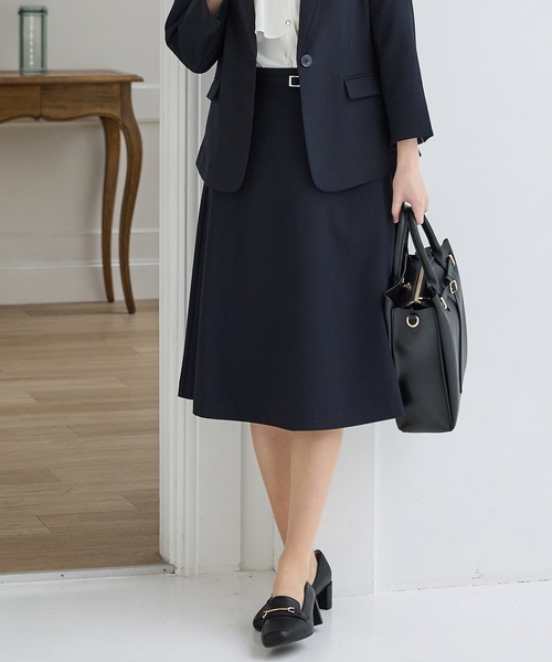 Honeys（ハニーズ）の「【ストレッチ・ウォッシャブル・イージーケア・接触冷感】ベルト付フレアスカート（スカート・レディース・杢グレー/ライトグレー系/ネイビー/ブラック・LL/3L/S/M/L）」の13枚目の写真