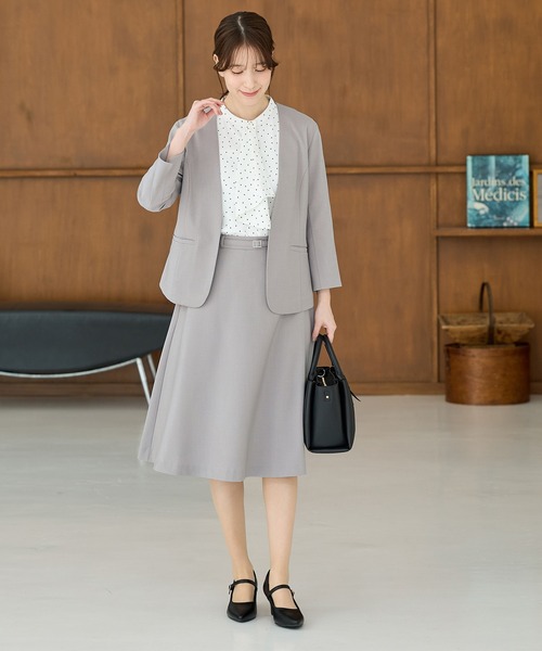 Honeys（ハニーズ）の「【ストレッチ・ウォッシャブル・イージーケア・接触冷感】ベルト付フレアスカート（スカート・レディース・杢グレー/ライトグレー系/ネイビー/ブラック・LL/3L/S/M/L）」の15枚目の写真