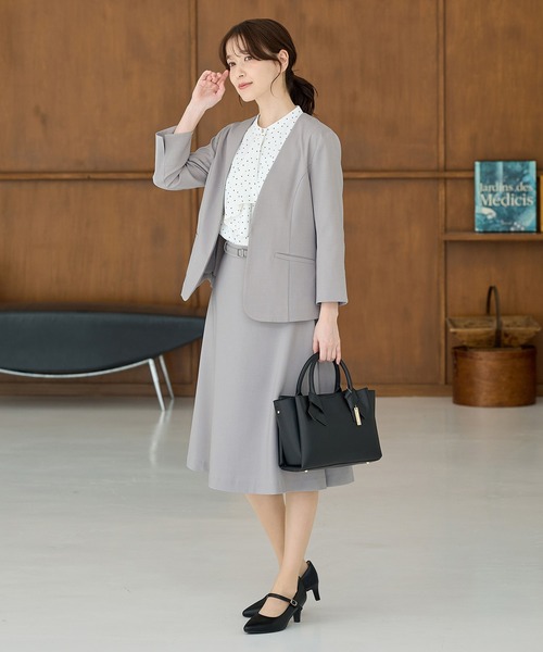 Honeys（ハニーズ）の「【ストレッチ・ウォッシャブル・イージーケア・接触冷感】ベルト付フレアスカート（スカート・レディース・杢グレー/ライトグレー系/ネイビー/ブラック・LL/3L/S/M/L）」の16枚目の写真