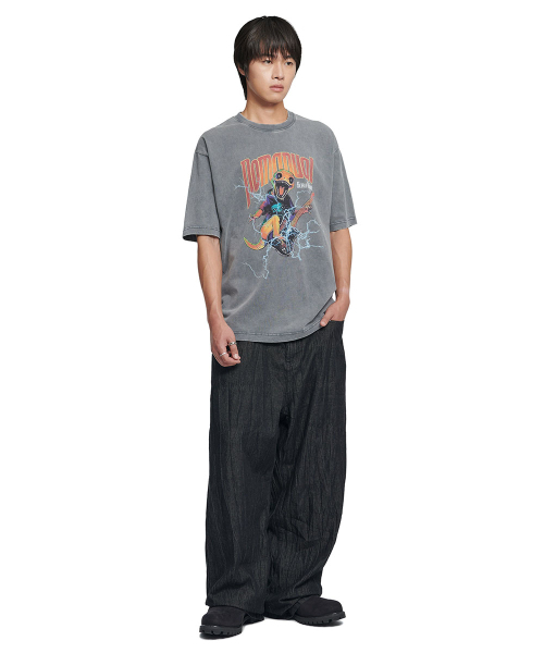 NOMANUAL(NOMANUAL)の「HEAVY METAL GECKO T-SHIRT - WASHED CHARCOAL(Tシャツ/カットソー・レディース・その他・LARGE/MEDIUM/SMALL/X-LARGE)」の3枚目の写真