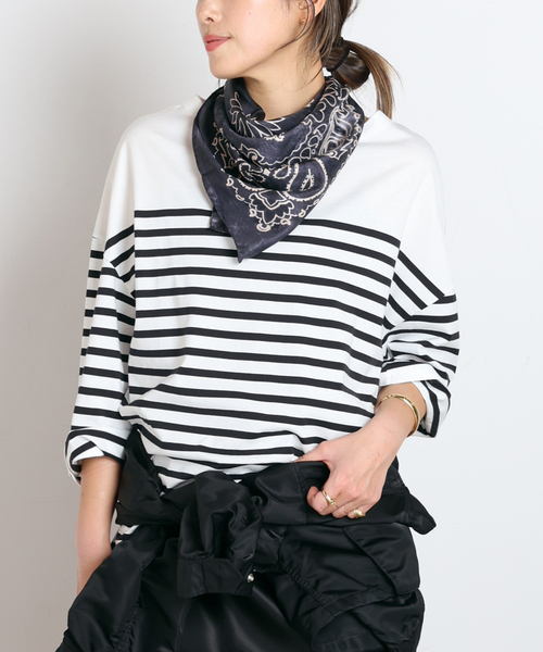 AP STUDIO(エーピーストゥディオ)の「ストライプTシャツ(Tシャツ/カットソー・レディース・ブルー/ホワイト・FREE)」の1枚目の写真