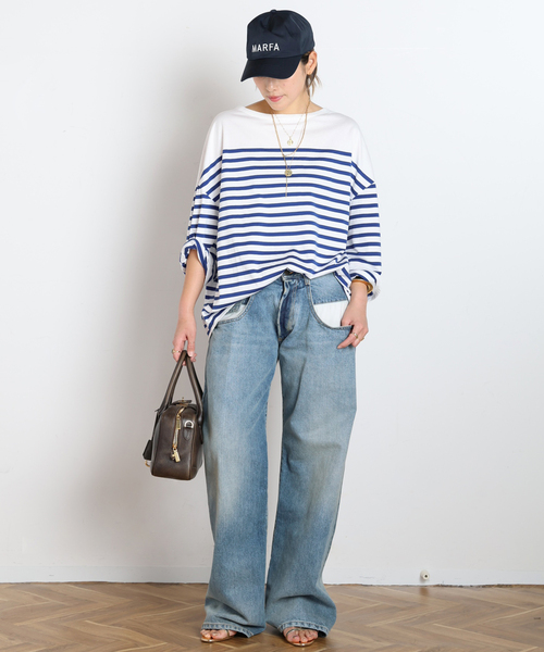 AP STUDIO(エーピーストゥディオ)の「ストライプTシャツ(Tシャツ/カットソー・レディース・ブルー/ホワイト・FREE)」の6枚目の写真