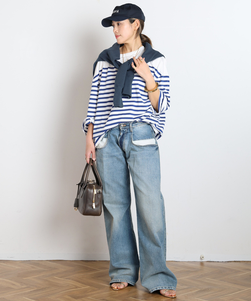 AP STUDIO(エーピーストゥディオ)の「ストライプTシャツ(Tシャツ/カットソー・レディース・ブルー/ホワイト・FREE)」の9枚目の写真