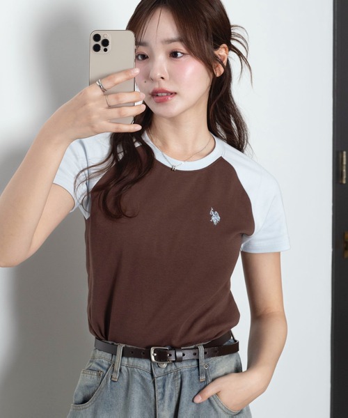 U.S. POLO ASSN.（ユーエスポロアッスン）の「∴WEGO/【26年春夏新作】U.S. POLO ASSN.別注コンパクトTシャツ（Tシャツ/カットソー・レディース・ライトピンク/ホワイト系その他5/ブラック/ライトイエロー/ネイビー/その他1/その他2/ホワイト/ライトグレー・SMALL/MEDIUM/LARGE）」の8枚目の写真