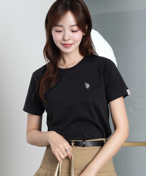 U.S. POLO ASSN.（ユーエスポロアッスン）の「∴WEGO/【26年春夏新作】U.S. POLO ASSN.別注コンパクトTシャツ（Tシャツ/カットソー・レディース・ライトピンク/ホワイト系その他5/ブラック/ライトイエロー/ネイビー/その他1/その他2/ホワイト/ライトグレー・SMALL/MEDIUM/LARGE）」の4枚目の写真