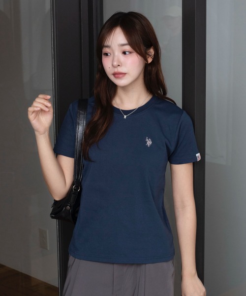 U.S. POLO ASSN.（ユーエスポロアッスン）の「∴WEGO/【26年春夏新作】U.S. POLO ASSN.別注コンパクトTシャツ（Tシャツ/カットソー・レディース・ライトピンク/ホワイト系その他5/ブラック/ライトイエロー/ネイビー/その他1/その他2/ホワイト/ライトグレー・SMALL/MEDIUM/LARGE）」の14枚目の写真