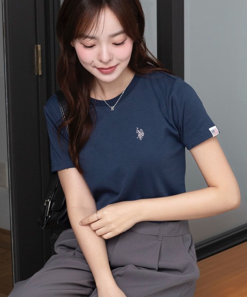 U.S. POLO ASSN.（ユーエスポロアッスン）の「∴WEGO/【26年春夏新作】U.S. POLO ASSN.別注コンパクトTシャツ（Tシャツ/カットソー・レディース・ライトピンク/ホワイト系その他5/ブラック/ライトイエロー/ネイビー/その他1/その他2/ホワイト/ライトグレー・SMALL/MEDIUM/LARGE）」の16枚目の写真