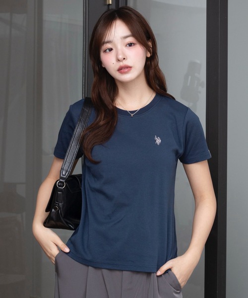 U.S. POLO ASSN.（ユーエスポロアッスン）の「∴WEGO/【26年春夏新作】U.S. POLO ASSN.別注コンパクトTシャツ（Tシャツ/カットソー・レディース・ライトピンク/ホワイト系その他5/ブラック/ライトイエロー/ネイビー/その他1/その他2/ホワイト/ライトグレー・SMALL/MEDIUM/LARGE）」の13枚目の写真