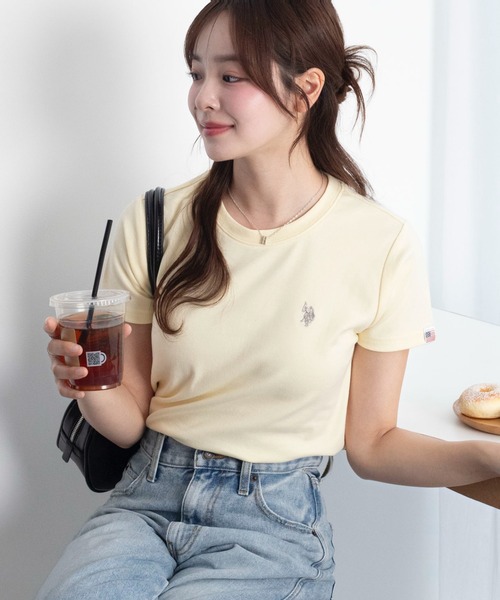 U.S. POLO ASSN.（ユーエスポロアッスン）の「∴WEGO/【26年春夏新作】U.S. POLO ASSN.別注コンパクトTシャツ（Tシャツ/カットソー・レディース・ライトピンク/ホワイト系その他5/ブラック/ライトイエロー/ネイビー/その他1/その他2/ホワイト/ライトグレー・SMALL/MEDIUM/LARGE）」の19枚目の写真