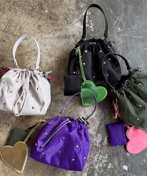 cheek(BAG)(チーク)の「heart pouch studs 2way shoulder / ショルダーバッグ(ショルダーバッグ・レディース・ブラック/グレー/パープル/カーキ・FREE)」の14枚目の写真