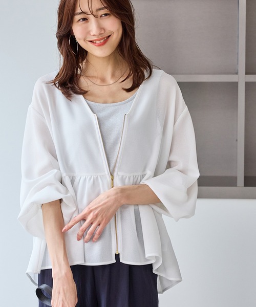 ROPE' PICNIC(ロペピクニック)の「メッシュペプラムブルゾン(ブルゾン・レディース・ブラック/ベージュ系その他/ホワイト/ネイビー・FREE)」の2枚目の写真