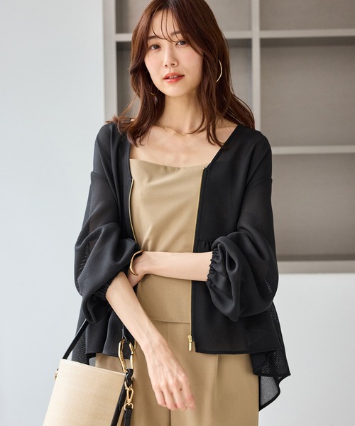 ROPE' PICNIC(ロペピクニック)の「メッシュペプラムブルゾン(ブルゾン・レディース・ブラック/ベージュ系その他/ホワイト/ネイビー・FREE)」の3枚目の写真