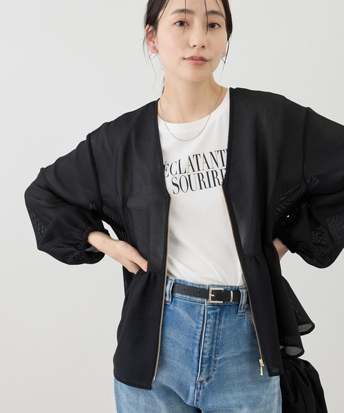 ROPE' PICNIC(ロペピクニック)の「メッシュペプラムブルゾン(ブルゾン・レディース・ブラック/ベージュ系その他/ホワイト/ネイビー・FREE)」の8枚目の写真