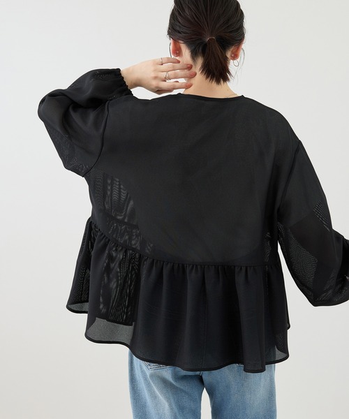 ROPE' PICNIC(ロペピクニック)の「メッシュペプラムブルゾン(ブルゾン・レディース・ブラック/ベージュ系その他/ホワイト/ネイビー・FREE)」の9枚目の写真