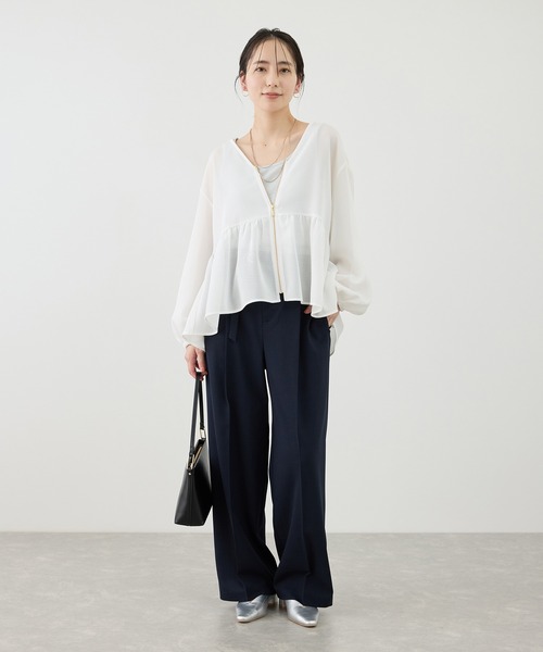 ROPE' PICNIC(ロペピクニック)の「メッシュペプラムブルゾン(ブルゾン・レディース・ブラック/ベージュ系その他/ホワイト/ネイビー・FREE)」の10枚目の写真