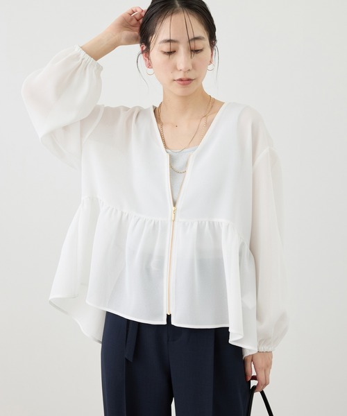 ROPE' PICNIC(ロペピクニック)の「メッシュペプラムブルゾン(ブルゾン・レディース・ブラック/ベージュ系その他/ホワイト/ネイビー・FREE)」の12枚目の写真