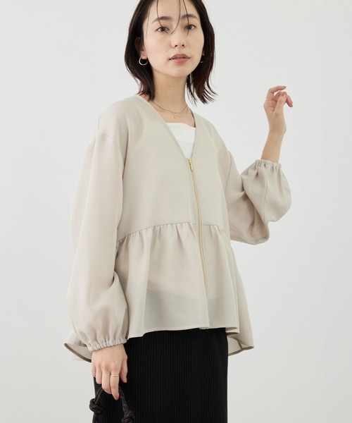 ROPE' PICNIC(ロペピクニック)の「メッシュペプラムブルゾン(ブルゾン・レディース・ブラック/ベージュ系その他/ホワイト/ネイビー・FREE)」の20枚目の写真