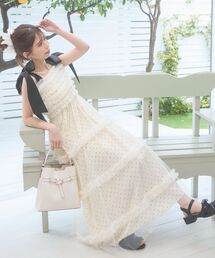 MAJESTIC LEGON | フリルチュールロングワンピース(ワンピース)