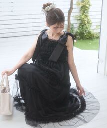 MAJESTIC LEGON | フリルチュールロングワンピース(ワンピース)