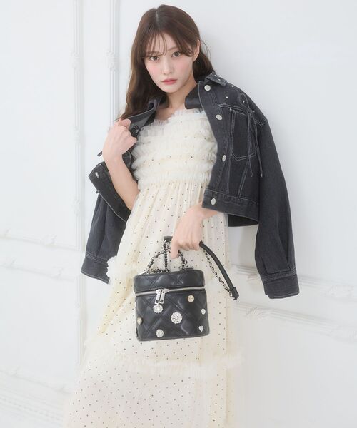 MAJESTIC LEGON（マジェスティックレゴン）の「フリルチュールロングワンピース（ワンピース・レディース・ホワイト系その他/ライトグリーン/アイボリー/ブラック・MEDIUM/SMALL）」の18枚目の写真