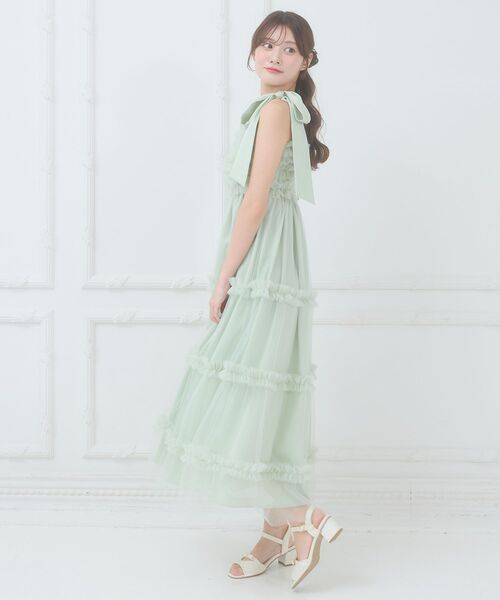 MAJESTIC LEGON（マジェスティックレゴン）の「フリルチュールロングワンピース（ワンピース・レディース・ホワイト系その他/ライトグリーン/アイボリー/ブラック・MEDIUM/SMALL）」の22枚目の写真