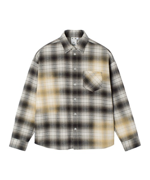 X-girl(エックスガール)の「BLEACHED PLAID L/S SHIRT(シャツ/ブラウス・レディース・ブルー/ブラック・S/M)」の2枚目の写真
