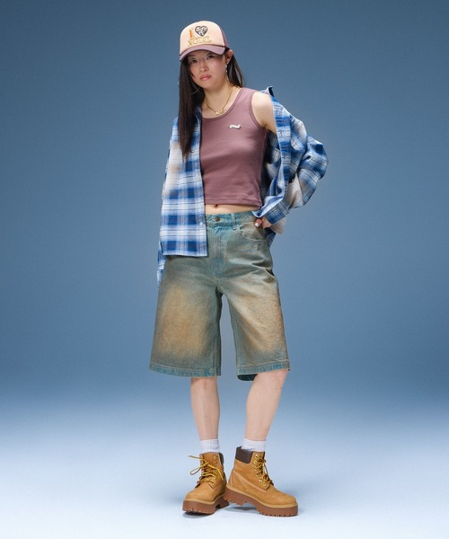 X-girl(エックスガール)の「BLEACHED PLAID L/S SHIRT(シャツ/ブラウス・レディース・ブルー/ブラック・S/M)」の5枚目の写真