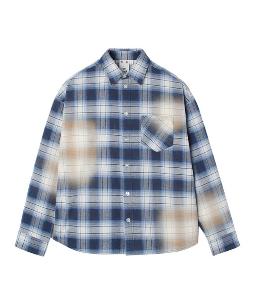 X-girl(エックスガール)の「BLEACHED PLAID L/S SHIRT(シャツ/ブラウス・レディース・ブルー/ブラック・S/M)」の6枚目の写真