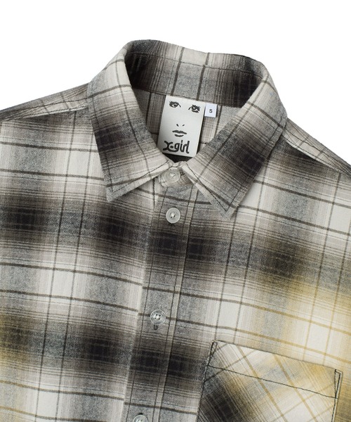 X-girl(エックスガール)の「BLEACHED PLAID L/S SHIRT(シャツ/ブラウス・レディース・ブルー/ブラック・S/M)」の9枚目の写真